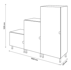 Meuble de rangement sous escalier blanc avec portes battantes GoodHome Atomia H. 122,5 x L. 150 x P. 47 cm