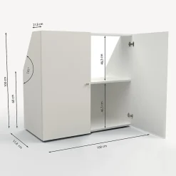 Meuble de rangement sous pente 2 portes blanc CINA