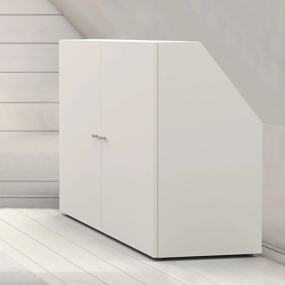 Meuble de rangement sous pente 2 portes blanc CINA