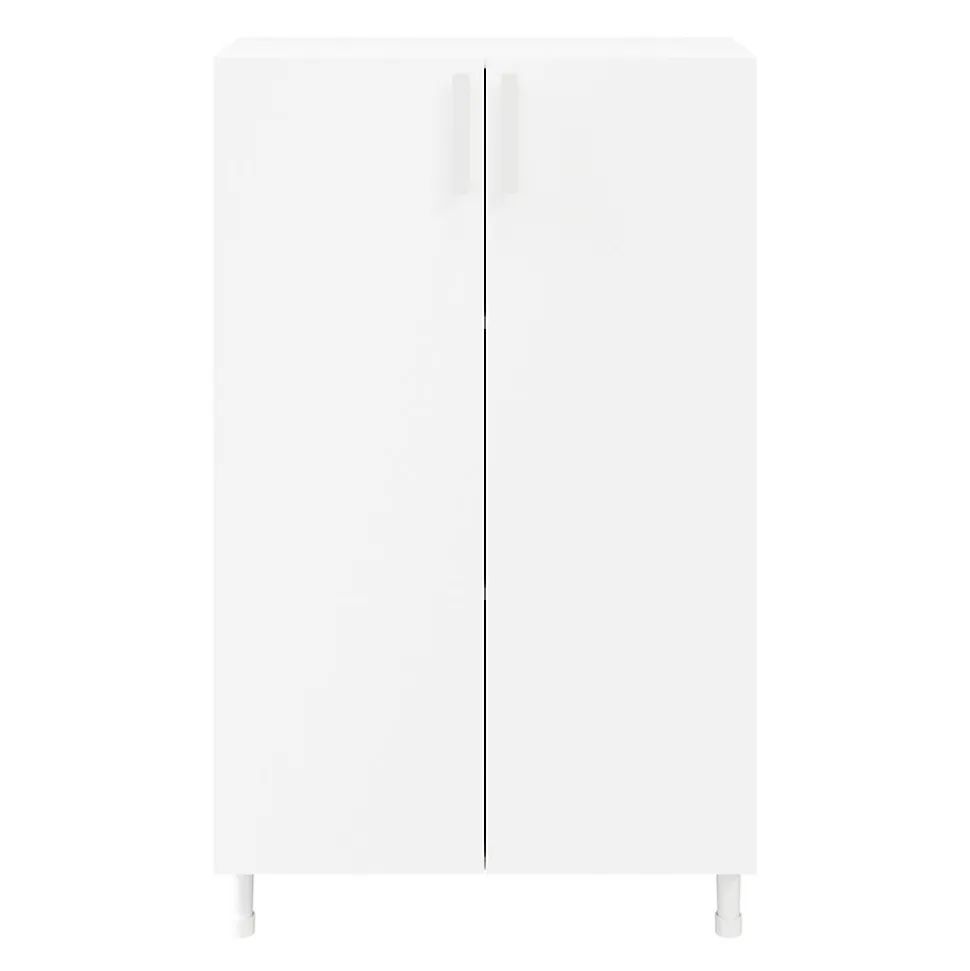 Meuble de rangement sur pieds portes battantes blanc GoodHome Atomia H. 123,5 x L. 75 x P. 37 cm