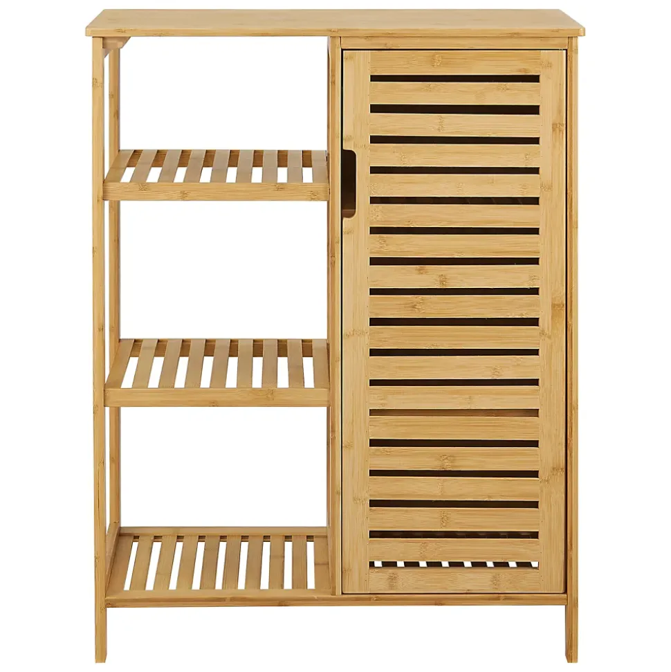 Meuble de rangement Vetlanda avec étagère pour salle de bain bambou en.casa