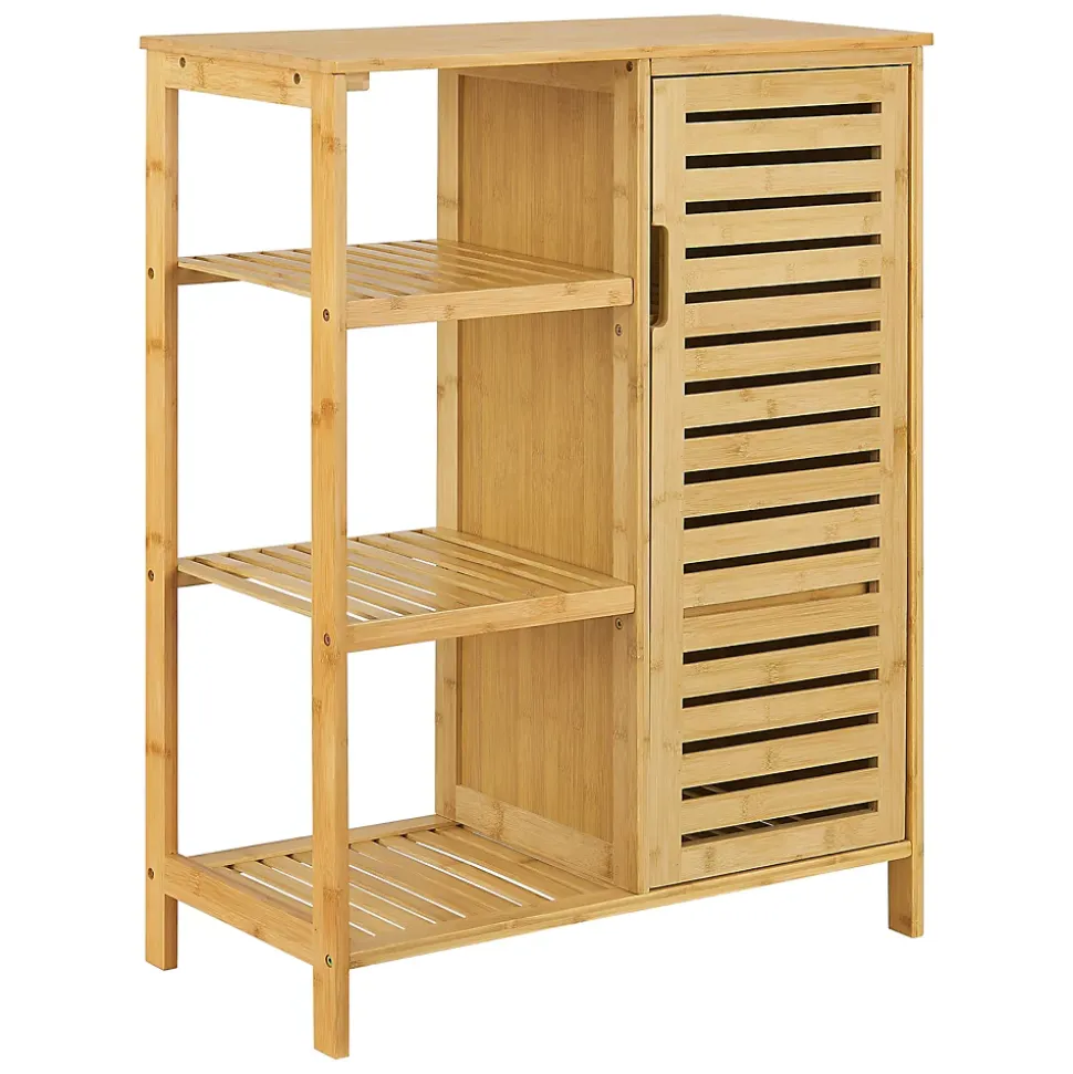 Meuble de rangement Vetlanda avec étagère pour salle de bain bambou en.casa