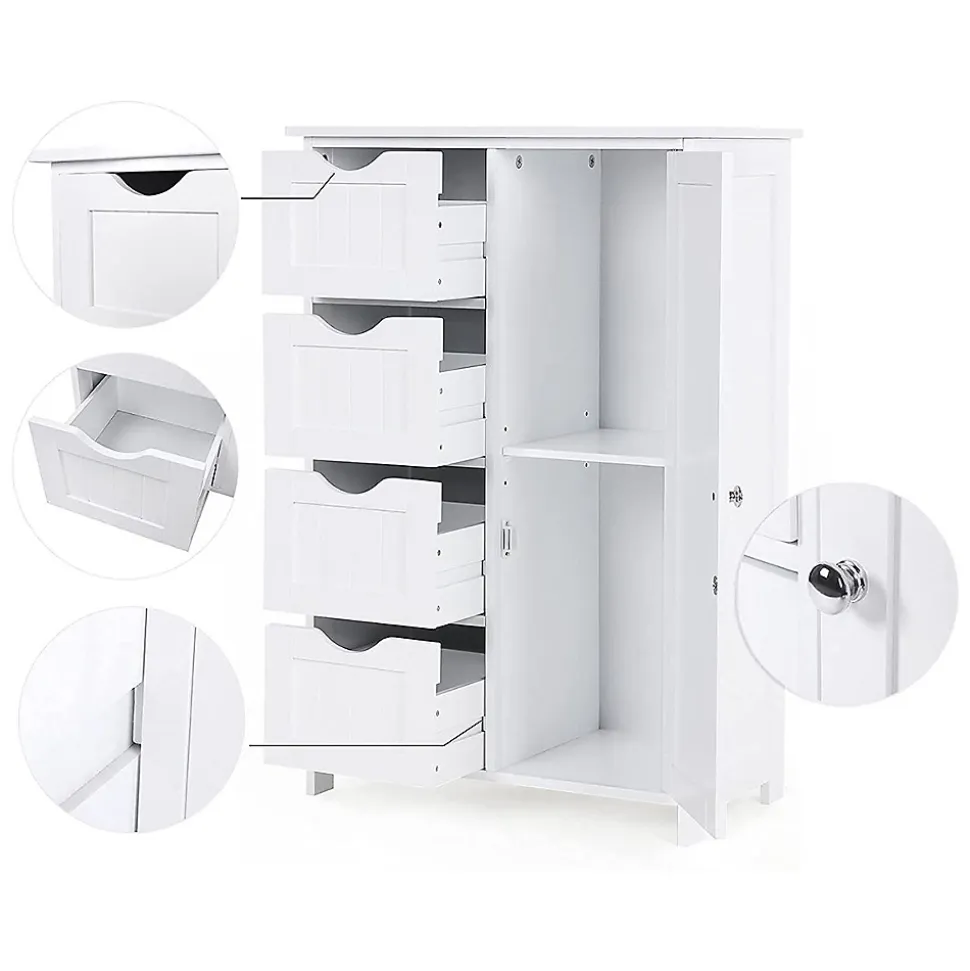 Meuble de salle de bain 1 Porte 4 Tiroirs - L55 cm