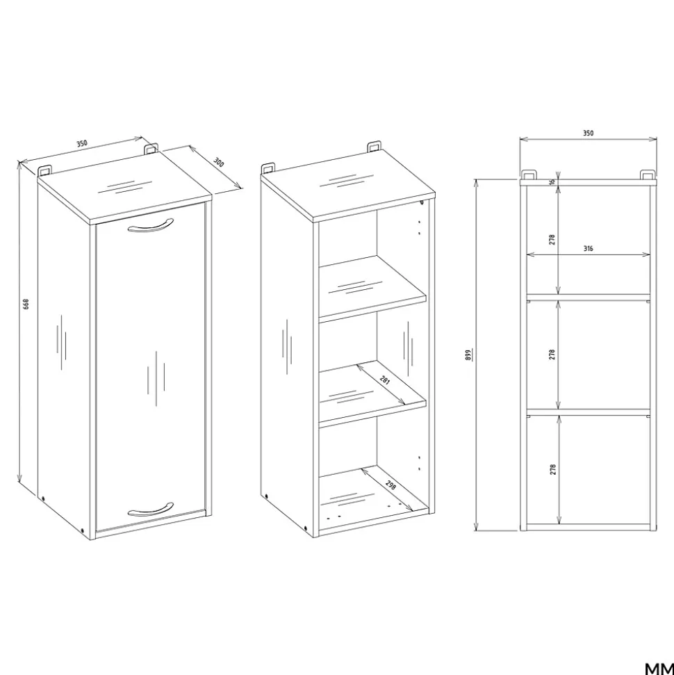 Meuble de salle de bain, blanc, 35 x 67 x 30 cm