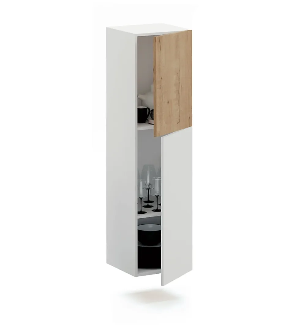 Meuble de salon coloris blanc / chêne doré - Hauteur 42 x Longueur 150 x Profondeur 40 cm