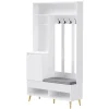 Meuble d'entrée - Armoire d'entrée avec Banc à Chaussures, 4 Crochets et 2 Tiroirs, Porte MDF - 100x35x180 cm, Blanc