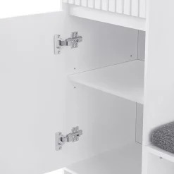 Meuble d'entrée - Armoire d'entrée avec Banc, 4 Crochets et 2 Tiroirs, Penderie Vestiaire MDF - 100x35x180 cm, Blanc