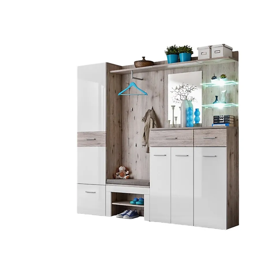 Meuble dentrée - ONYX 4 - Coloris chêne et blanc