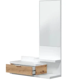 Meuble d'entrée avec miroir et tiroir - Longueur 81 x Profondeur 29 x Hauteur 116 cm