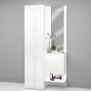 Meuble d'entrée Bauladu, Armoire multifonctionnelle avec 2 portes, Armoire polyvalente avec miroir, 90x35h190 cm, Blanc