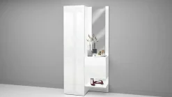 Meuble d'entrée Bauladu, Armoire multifonctionnelle avec 2 portes, Armoire polyvalente avec miroir, 90x35h190 cm, Blanc