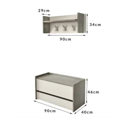 Meuble d'entrée Dap, Entrée moderne avec portemanteau, Armoire multifonctionnelle, 50x32h182 cm, Blanc