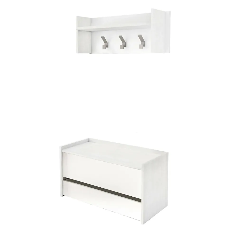 Meuble d'entrée Dap, Entrée moderne avec portemanteau, Armoire multifonctionnelle, 50x32h182 cm, Blanc