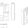 Meuble d'entrée Dgagn, Crochet d'entrée, Console de rangement multifonction, 114x38h180 cm, Chêne et Blanc