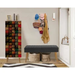 Meuble d'entrée Dgallett, Crochet d'entrée, Console de rangement multifonction, 50x38h135 cm, Chêne et Anthracite
