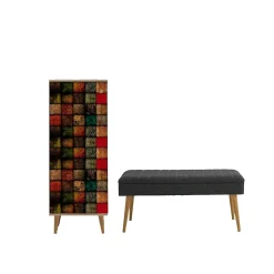Meuble d'entrée Dgallett, Crochet d'entrée, Console de rangement multifonction, 50x38h135 cm, Chêne et Anthracite