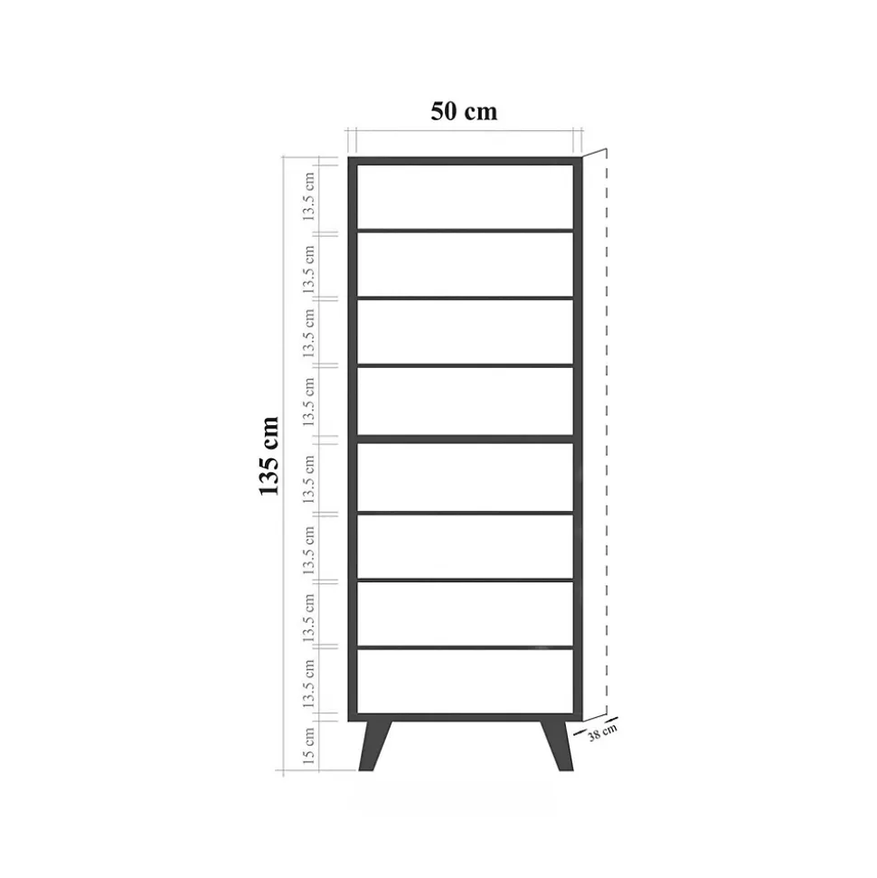 Meuble d'entrée Dgallett, Crochet d'entrée, Console de rangement multifonction, 50x38h135 cm, Chêne et Anthracite
