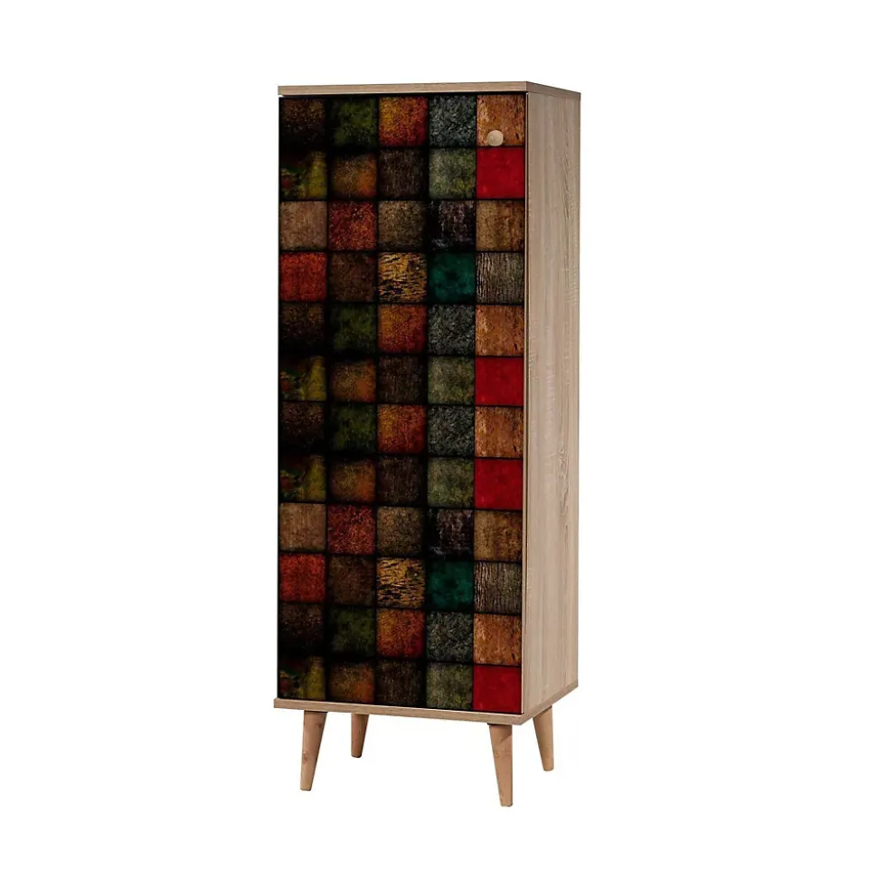 Meuble d'entrée Dgallett, Crochet d'entrée, Console de rangement multifonction, 50x38h135 cm, Chêne et Anthracite