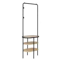 Meuble d'entrée en métal noir et bois 2 patères 3 étagères et miroir l. 60 cm Homesight Oslo