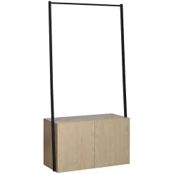 Meuble d'entrée en métal noir et bois 1 penderie et 1 caisson de rangement 2 portes l. 90 cm Homesight Alta