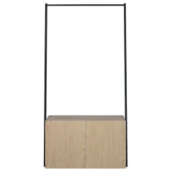 Meuble d'entrée en métal noir et bois 1 penderie et 1 caisson de rangement 2 portes l. 90 cm Homesight Alta