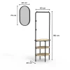 Meuble d'entrée en métal noir et bois 2 patères 3 étagères et miroir l. 100 cm Homesight Oslo