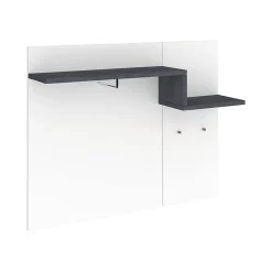 Meuble d'entrée Ezio, entrée multifonction moderne, casier polyvalent pour hall d'entrée, 120x30h100 cm, blanc brillant et ardoise