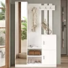 Meuble d'entrée Fernand, Crochet d'entrée, Composition pour l'atrium, Console de rangement multifonction, 114x35 h180 cm, Blanc