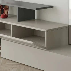 Meuble d'entrée Himalia, Crochet d'entrée, Console de rangement multifonction, 137x35h55 cm, Taupe et Anthracite