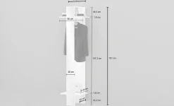 Meuble d'entrée Maura, Armoire multifonctionnelle, Cintre mural avec miroir, 50x35h190 cm, Blanc