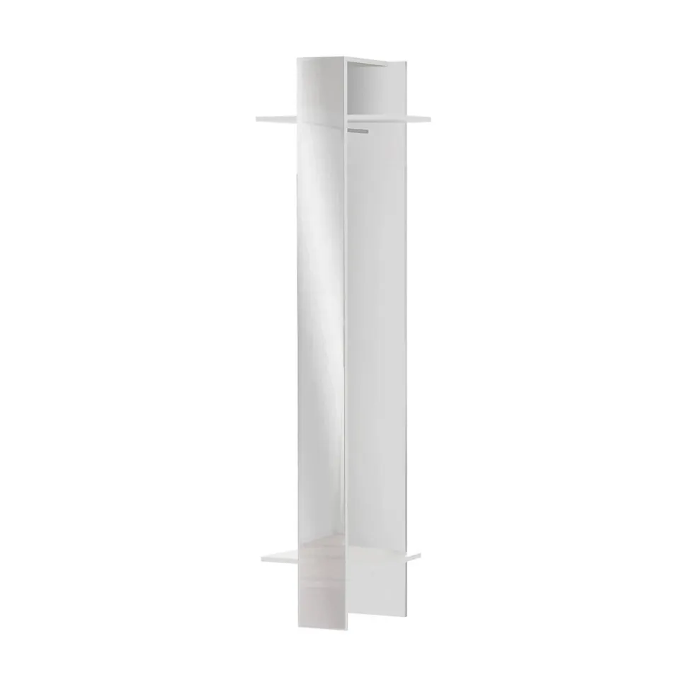 Meuble d'entrée Maura, Armoire multifonctionnelle, Cintre mural avec miroir, 50x35h190 cm, Blanc