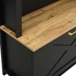 Meuble D'entrée Multifonction,Rangement Chaussures, Manteaux - Mdf Et Pieds Métal,noir