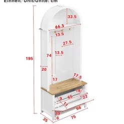 Meuble D'entrée Multifonction , Rangement Chaussures, Manteaux , Mdf Et Pieds Métal,blanc