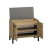 Meuble entree porte-manteau et banc à chaussures 2 portes Liora Bois et Noir