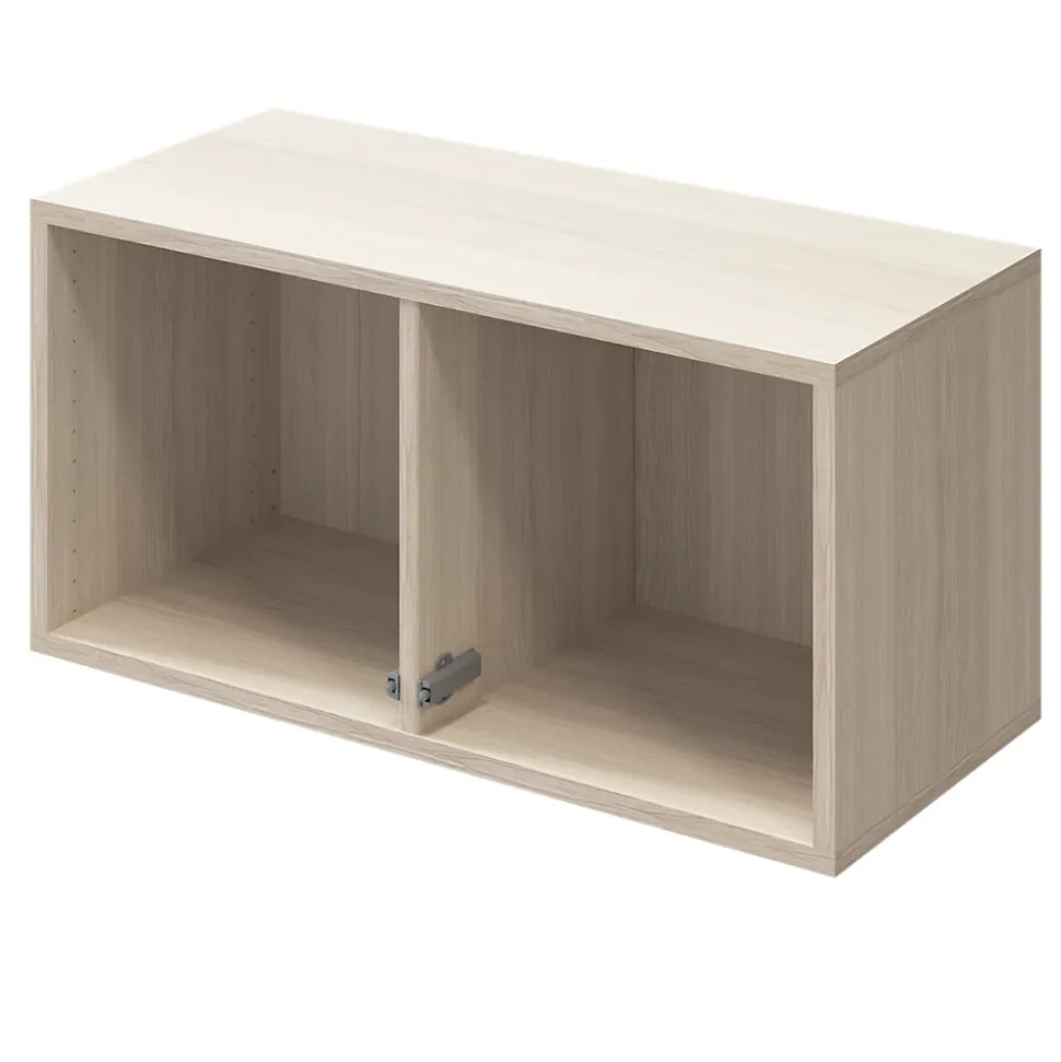 Meuble mural portes battantes vitrées effet chêne GoodHome Atomia H. 37,5 x L. 75 x P. 37 cm