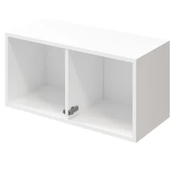 Meuble mural portes battantes vitrées blanches GoodHome Atomia H. 37,5 x L. 75 x P. 37 cm
