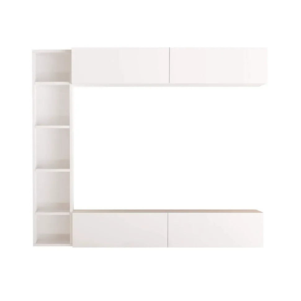 Meuble mural Rebecca Mobili Kadab 143,5x169x26 Panneau de particules Blanc Moderne ENSEMBLE 3 pcs
