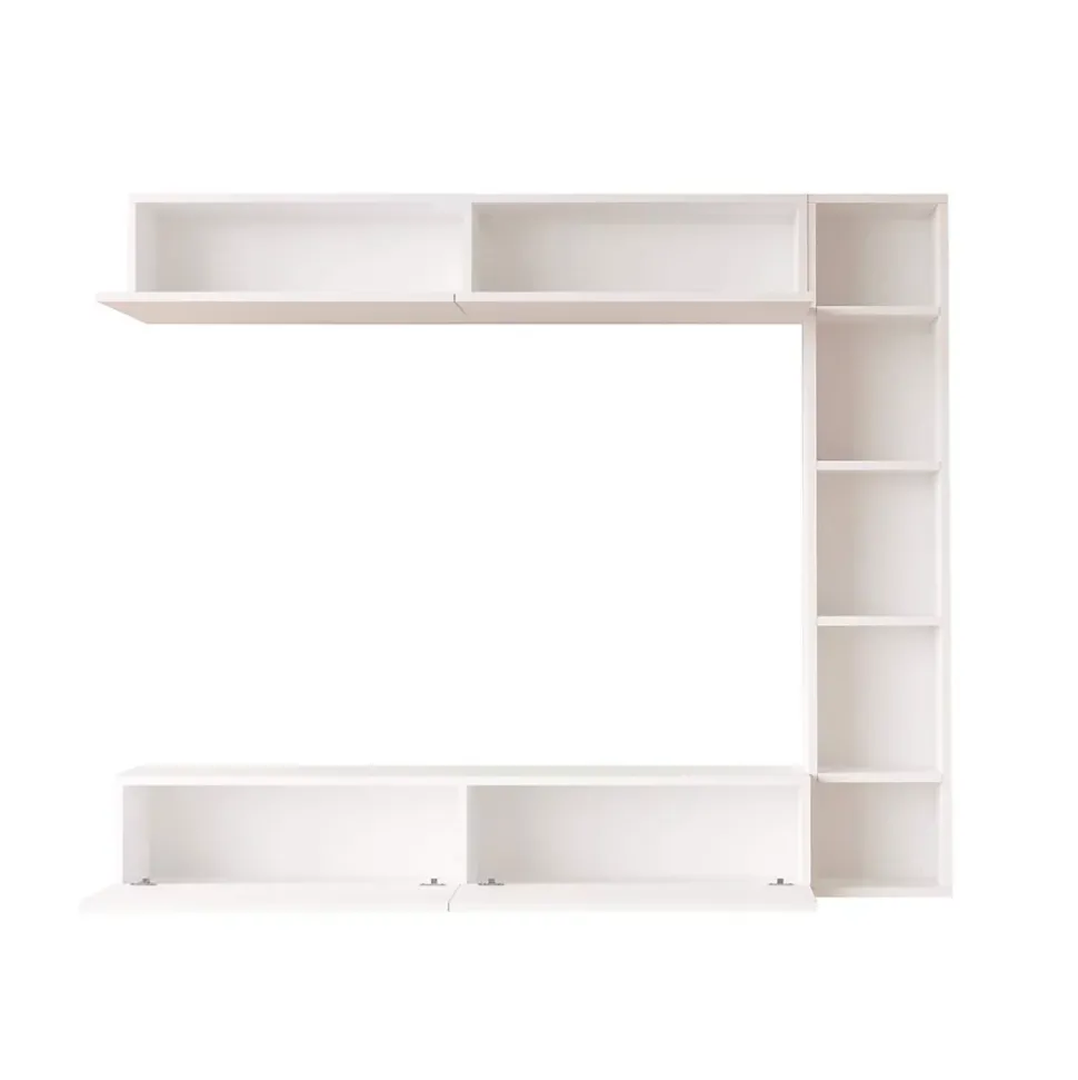 Meuble mural Rebecca Mobili Kadab 143,5x169x26 Panneau de particules Blanc Moderne ENSEMBLE 3 pcs