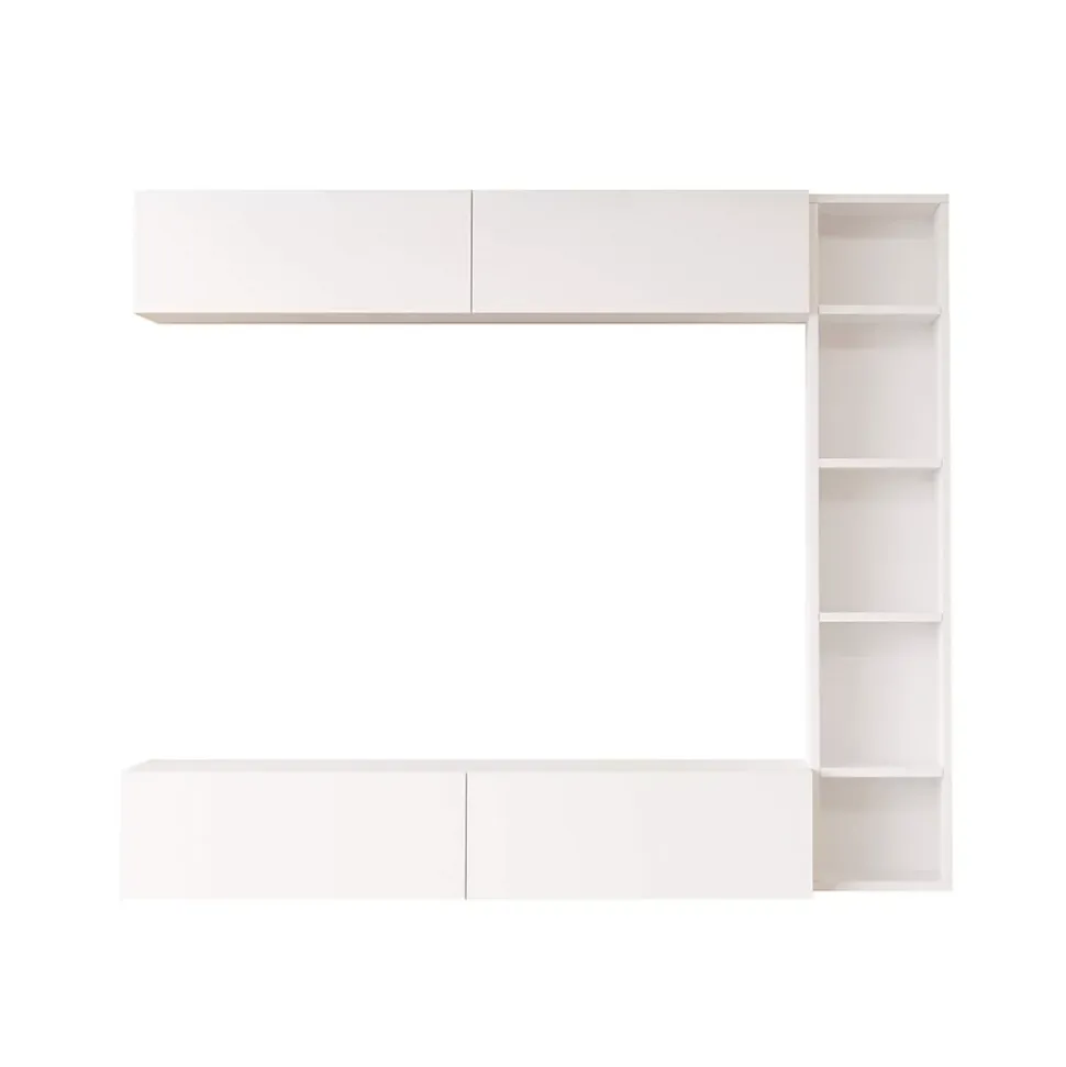 Meuble mural Rebecca Mobili Kadab 143,5x169x26 Panneau de particules Blanc Moderne ENSEMBLE 3 pcs