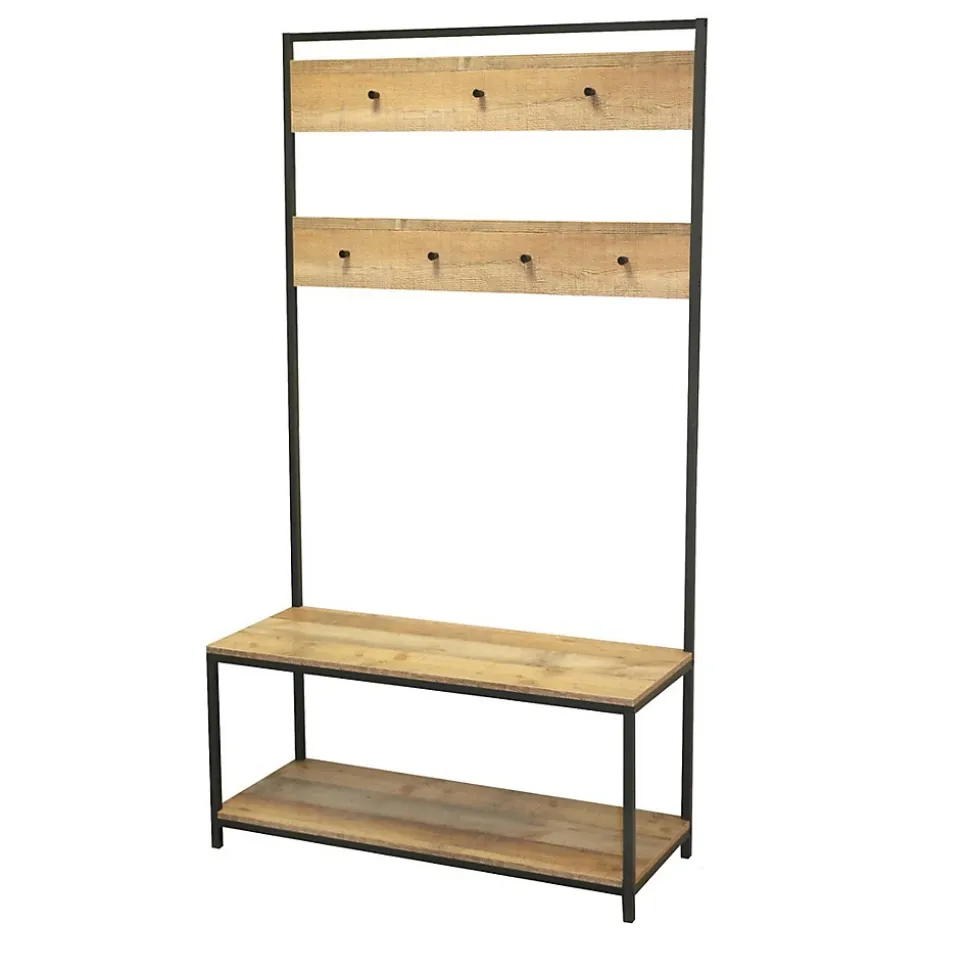 Meuble porte-manteaux avec 2 étagères range-chaussures 100x39xH180 cm Collection OAKLANDER