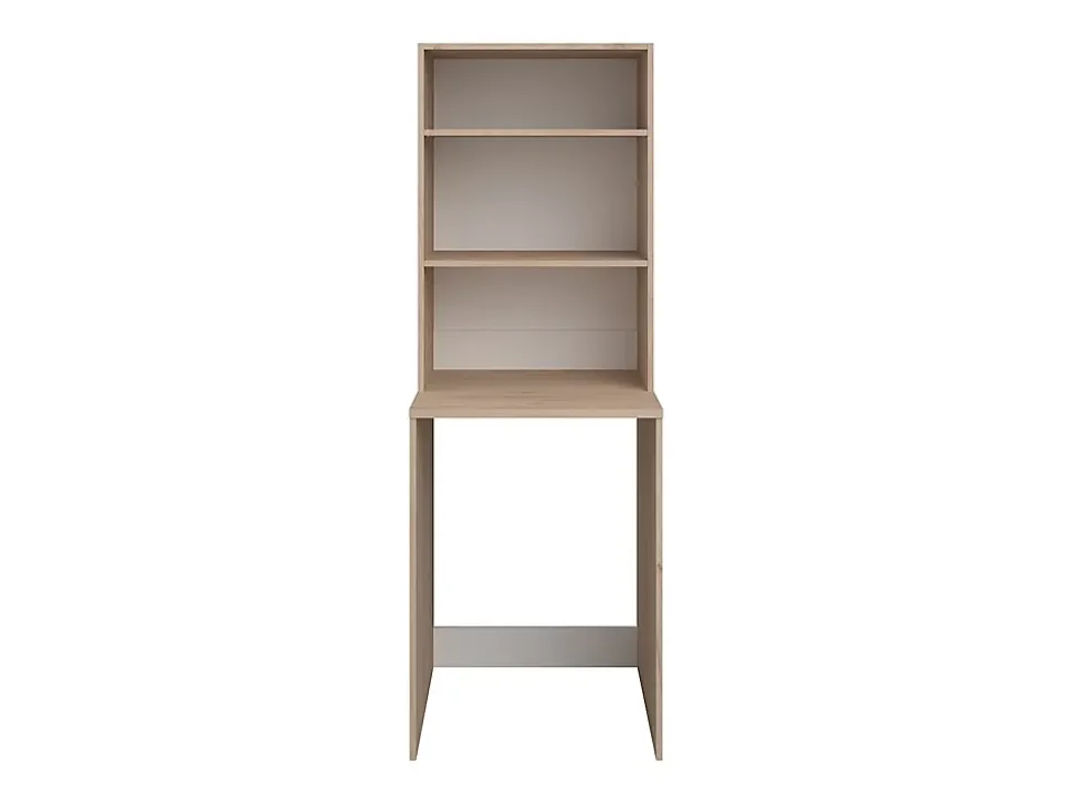 Meuble pour machine à laver avec étagères et placards - Naturel clair et blanc - L111 x H184 cm - ERKANO