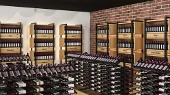 Meuble Range Bouteille Caviste. Îlot de vente 1.42m. Kit de Supports 702 bouteilles. 2 extensions noir