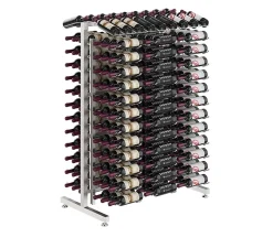 Meuble Range Bouteille Caviste. Îlot de vente 1.42m. Kit de base Supports pour 234 bouteilles. Acier brossé