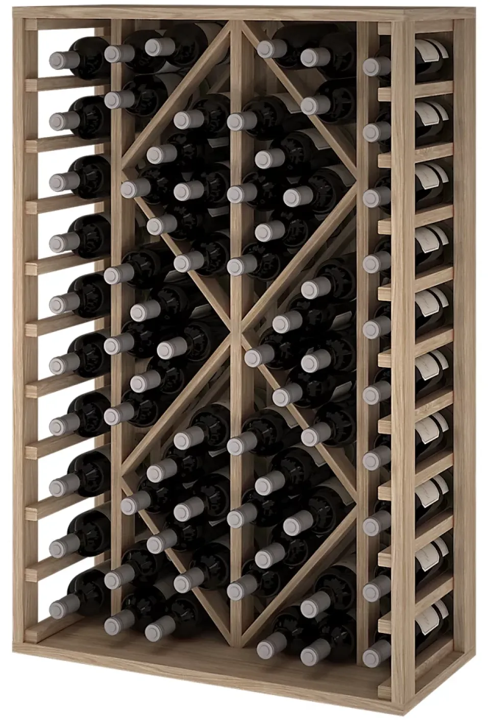 Meuble Range Bouteille de vin Série Godello en Chêne massif 69 bouteilles diamant