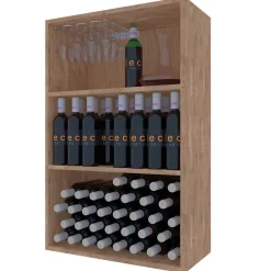 Meuble Range Bouteille de vin Série Godello en Pin Clair armoire 2 tablettes