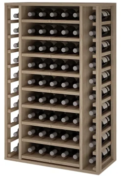 Meuble Range Bouteille de vin Série Godello en Chêne massif 65 bouteilles avec cubicules horizontaux