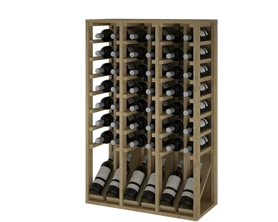 Meuble Range Bouteille de vin Série Godello en Pin Clair 48 bouteilles avec présentoir