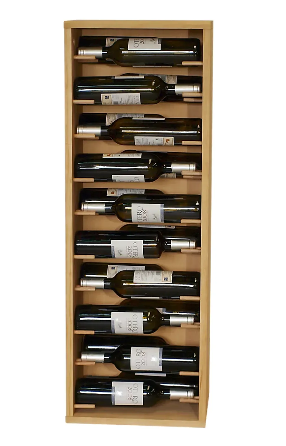 Meuble Range Bouteille de vin Série Godello en Pin Clair 20 bouteilles étiquettes devant