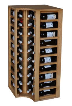 Meuble Range Bouteille de vin Série Godello en Chêne massif coin 40 bouteilles