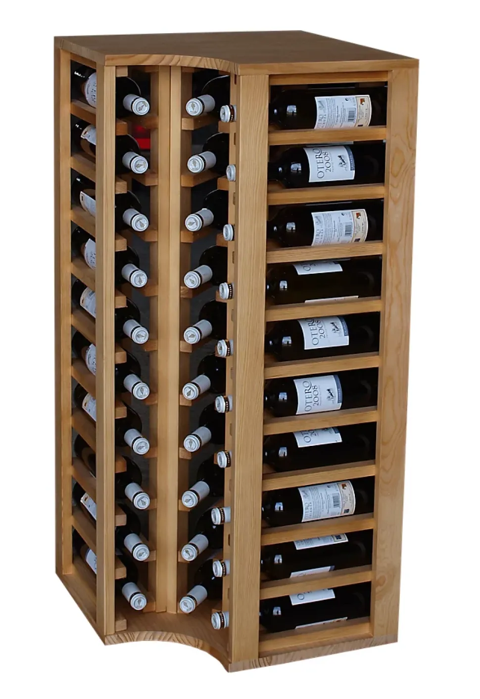 Meuble Range Bouteille de vin Série Godello en Chêne massif coin 40 bouteilles